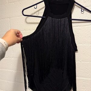Black Tassel Bodysuit